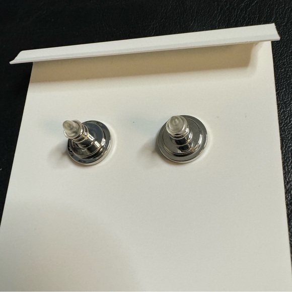 Tory Burch New Kira Silver Double T Logo Stud Earrings - Picture 5 of 10